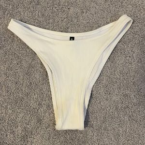 Pretty Little Thing Ribbed White Bikini Bottom